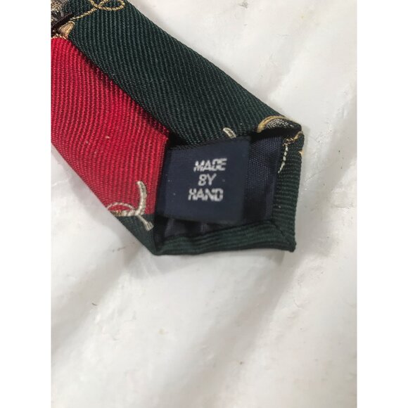 Polo Ralph Lauren Handmade Silk Red & Green Fox & Horn Tie - Picture 4 of 5